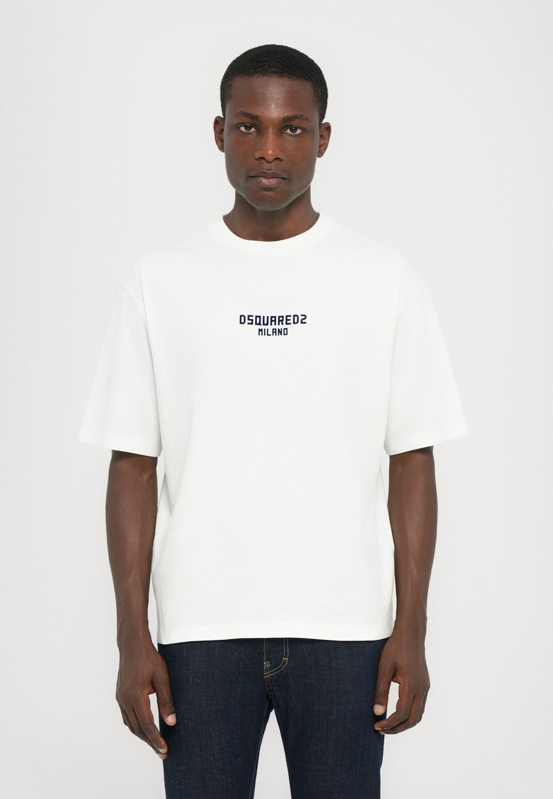 Dsquared2 LOOSE FIT TEE - Trükipildiga T-särk - white/dark navy