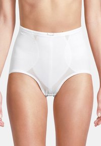 Culottes blanches taille haute en matière lisse, avec des bords sans couture, un design texturé à l'avant et une coupe classique.