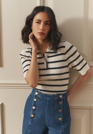 Laura Ashley, REGULAR FIT - STRIPED - Poloshirt - ecru navy