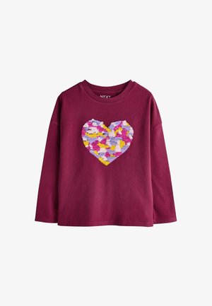Next, REGULAR FIT - LONG SLEEVE SEQUIN HEART TOP - Maglietta a manica lunga - burgundy red