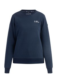Sweatshirt blu navy realizzato in cotone, con colletto rotondo, maniche lunghe e un logo dell'ancora con "Drei Master" in bianco sul petto.