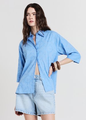 BERMUDA VITA ALTA  - Denim shorts - blu denim chiaro