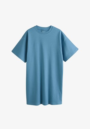 Lys blå kortærmet T-shirt lavet af bomuld, med rund hals og en afslappet pasform. Glat tekstur uden synlige mønstre.