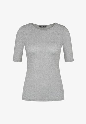Tilpasset heather grå T-shirt med korte ærmer, rund halsudskæring og glat stofstruktur.