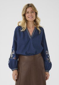 Cream Blouse - dundee dark denim
