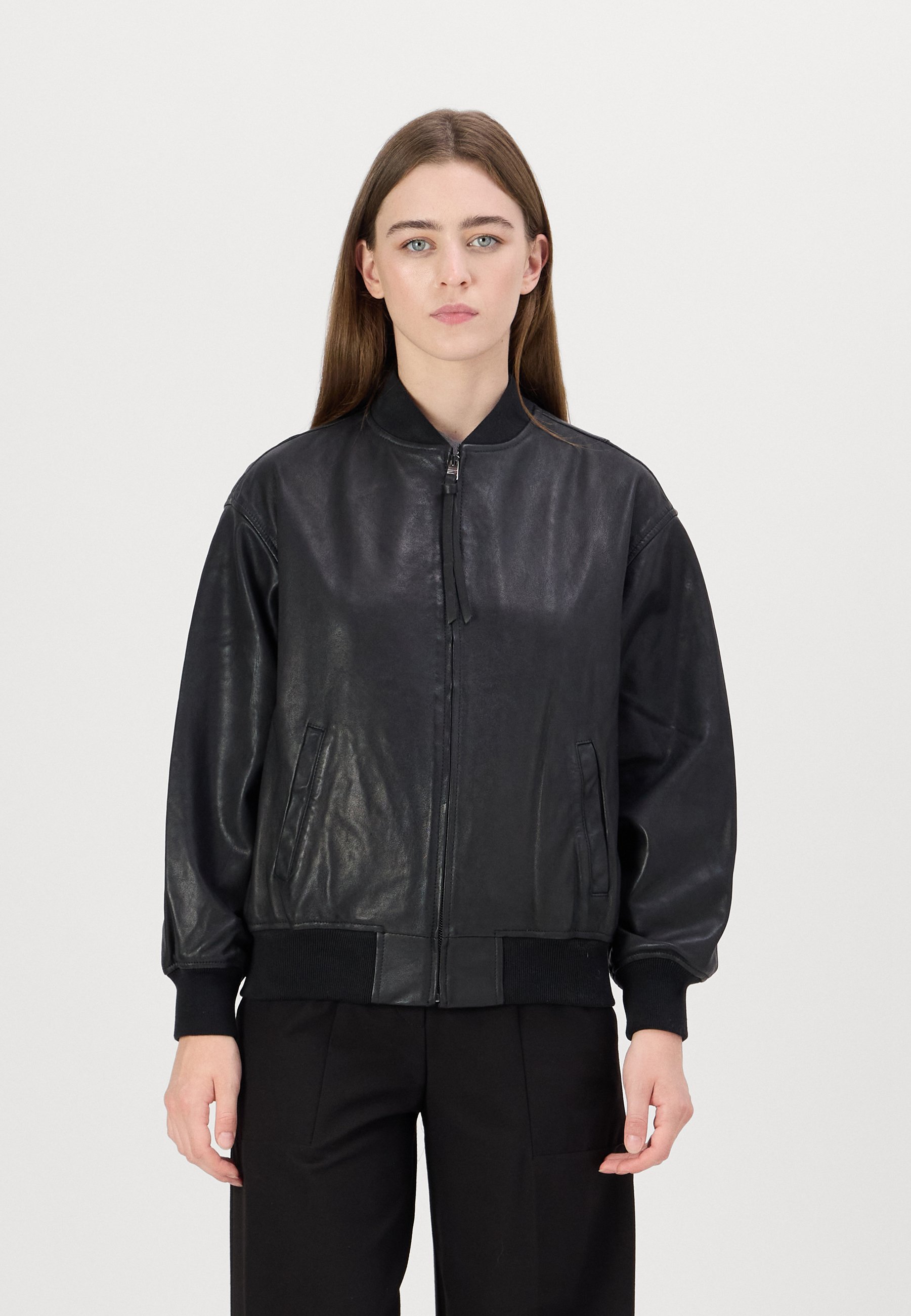 AllSaints BELLE BOMBER - Leather jacket - black - Zalando
