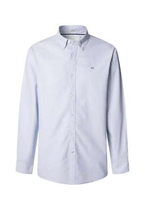 Lyseblå, langermet skjorte med knapper i bomull. Har klassisk krage, knappelukking og en subtil brodert logo på brystet.