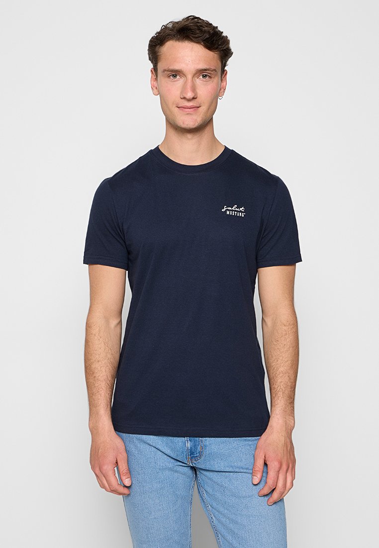 mustang T-shirt basic donkerblauw