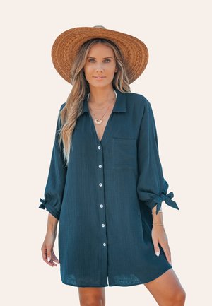 Cupshe BOW TIE POCKET COVER UP - Košilové šaty - dark blue