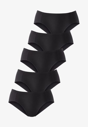 Zwarte katoen ribbroekjes met een klassieke full-coverage snit. Voorzien van gladde randen en een zachte, gestructureerde afwerking. Set van vijf paar.