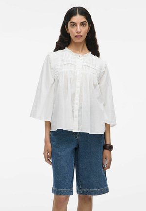 Rouge Edit MIT 3/4 ÄRMELN MANDARINKRAGEN - Button-down blouse - cloud dancer