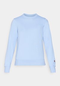 Sudadera de color azul claro, fabricada en un tejido suave, con mangas largas y cuello redondo. Incluye un pequeño logo en el pecho y en el puño de las mangas.