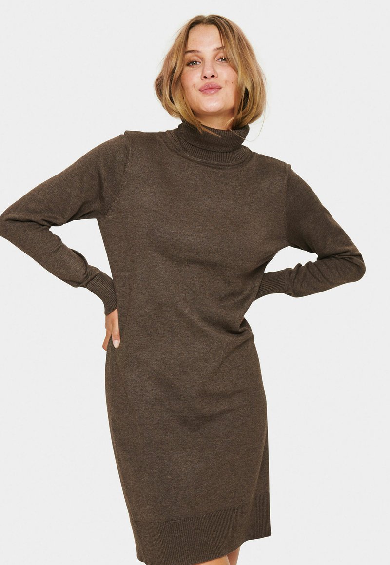 Saint Tropez - MILASZ ROLLNECK - Strickkleid - major brown melange, Vergrößern