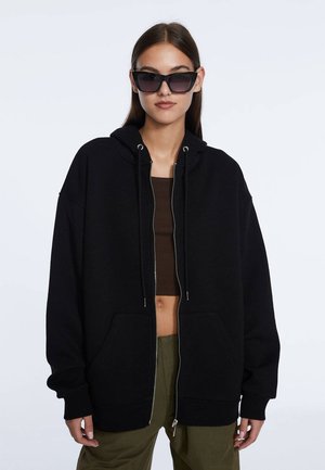 OVERSIZE - Sweat à capuche zippé - black