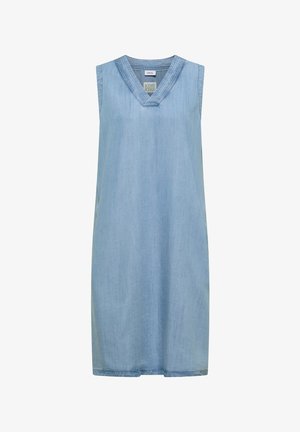 Cecil, KNEE-LENGTH DRESS AUS LYOCELL WITH V-NECK, jasnoniebieski