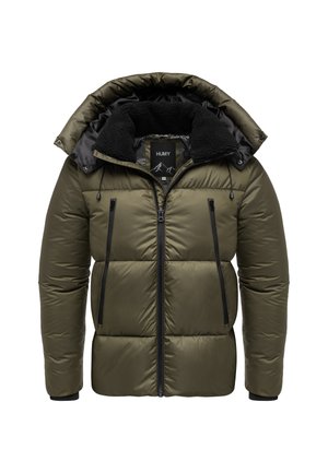 MIT KAPUZE GLÄNZEND UND REISSVERSCHLUSSTASCHEN - Winterjacke - olive