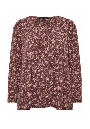 Yours Clothing, PLUS SIZE FLORAL TOPS - Long sleeved top - burgundy