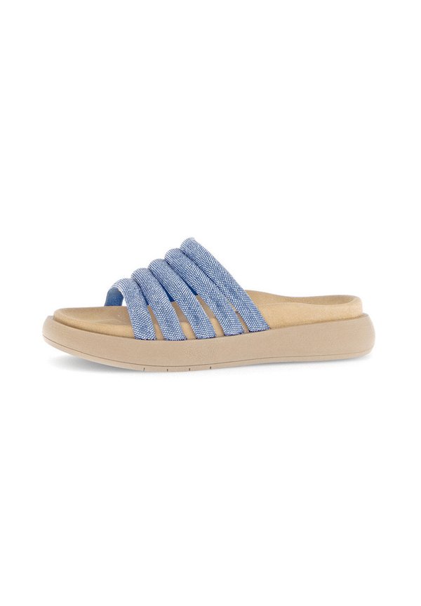 Pantolette flach - blau