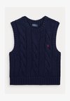CABLE-KNIT COTTON CROPPED VEST - Pulóver - hunter navy