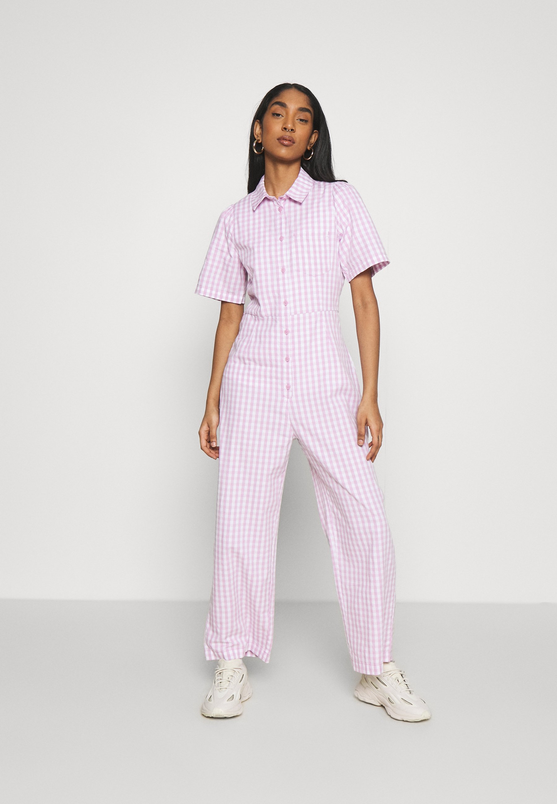 Monki gingham jumpsuit Clearance
