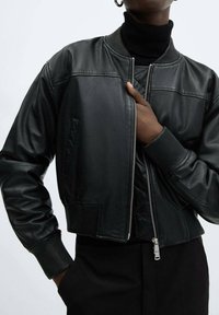 Mango Lederjacke - black