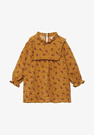Mango Kids GEBLOEMDE GETEXTUREERDE - Freizeitkleid - mustard yellow