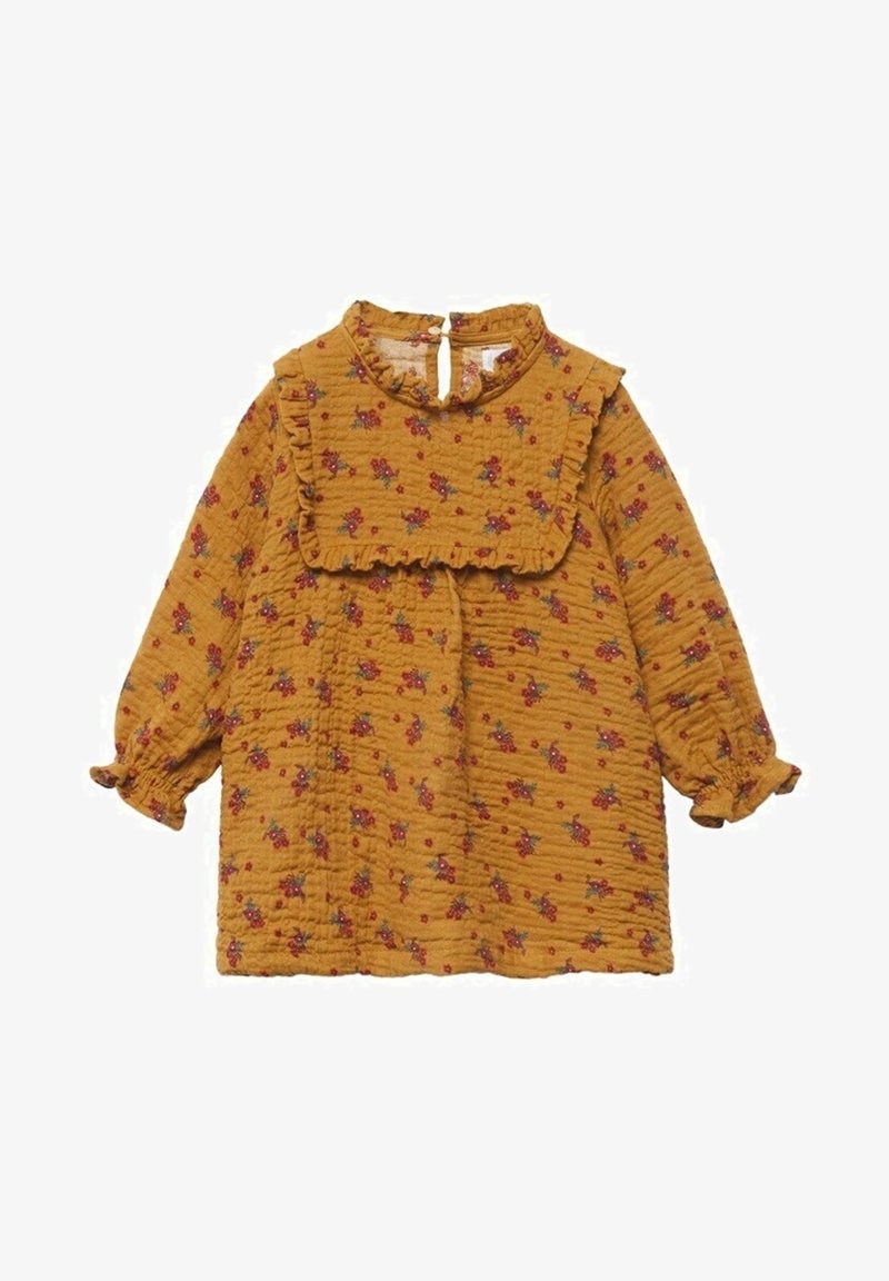 Mango Kids GEBLOEMDE GETEXTUREERDE - Denní šaty - mustard yellow