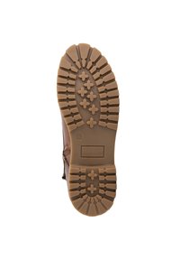 Bruine leren laars met een stevige rubberen outsole en een multidirectioneel profiel. Maat 42 is aangegeven op de outsole.