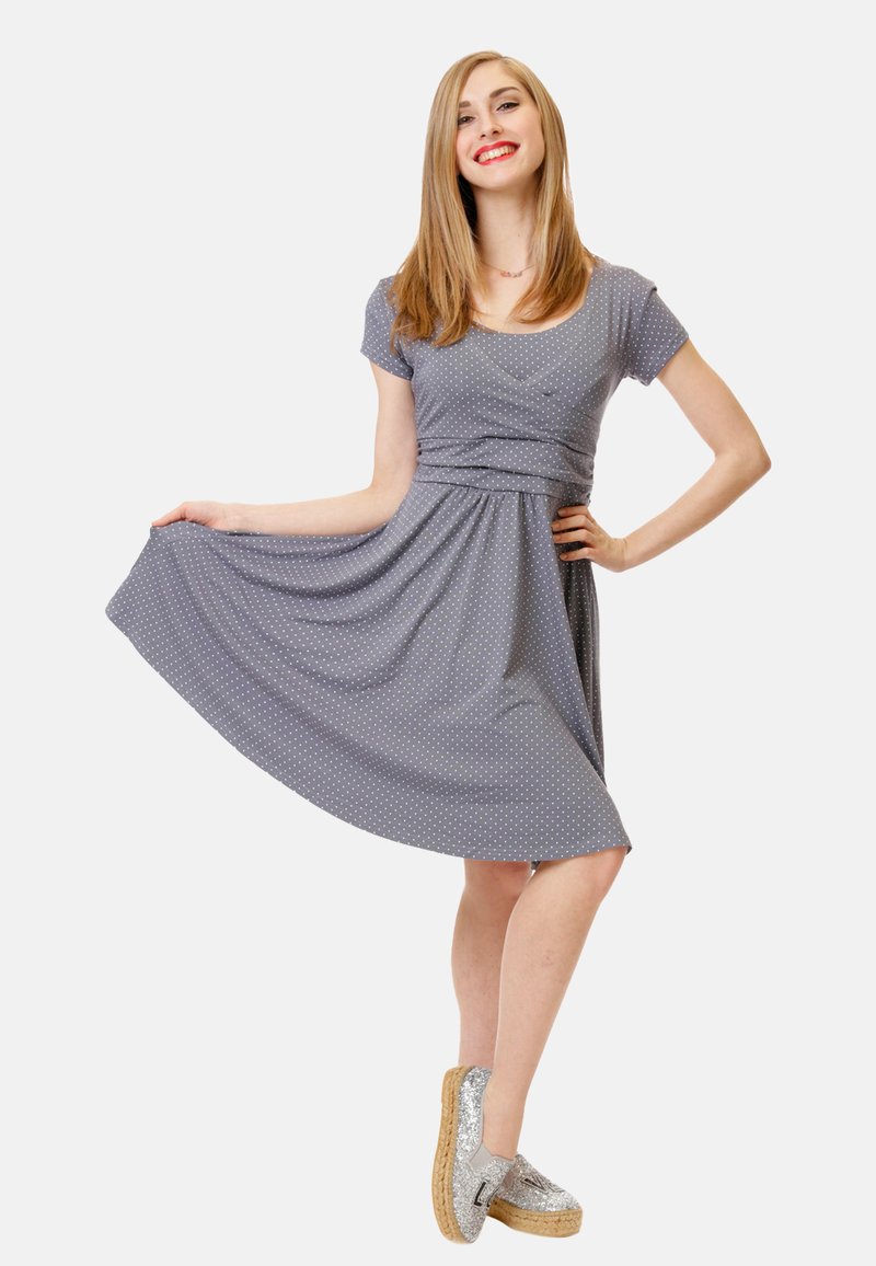 Damen Freizeitkleider | GoFuture with LOVE Freizeitkleid grau mit weißen punkten/grau - IU76447 Damen Freizeitkleider | GoFuture with LOVE Freizeitkleid grau mit weißen punkten/grau - IU76447