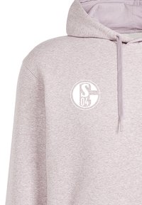 Felpa grigia chiara con cappuccio e cordino, caratterizzata da un logo circolare bianco. Realizzata in tessuto morbido, con una vestibilità comoda e polsini a costine.