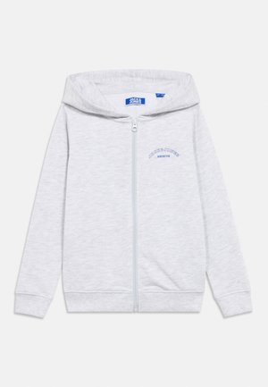 JJCOLLEGE LOGO ZIP HOOD - Športna jopa s kapuco na zadrgo - white melange