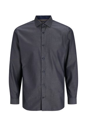 Jūrnieku zila pogāmā krekls ar garām piedurknēm, apkakli, smalku rakstu un tumšām pogām. Gluda, viegla auduma.