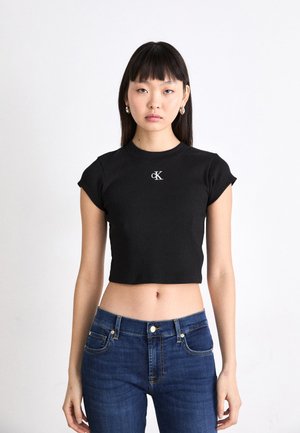CROPPED SLIM TEE - T-shirt basic - black