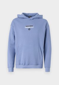 Light blue hoodie made of cotton blend, featuring a kangaroo pocket and a drawstring hood. Front graphic displays "Naruto Uzumaki" text.