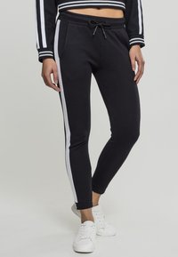 Urban Classics - LADIES INTERLOCK JOGPANTS - Tracksuit bottoms - black/white Thumbnail Image 1