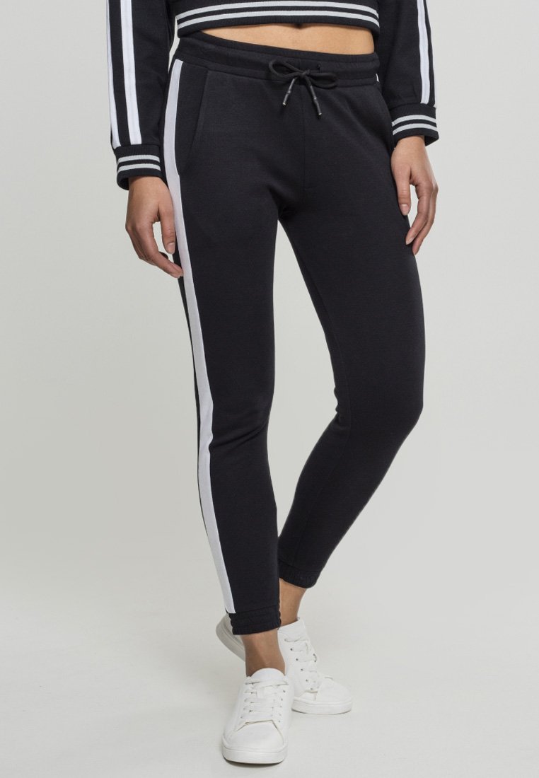 Urban Classics - LADIES INTERLOCK JOGPANTS - Tracksuit bottoms - black/white, Enlarge