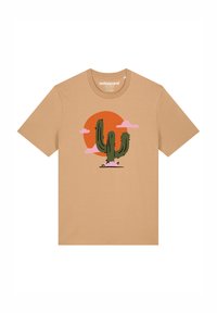 watapparel KAKTUS IM SONNENUNTERGANG - T-shirt print - latte