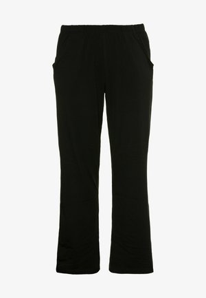 Schwarze, dehnbare Hose mit lockerer Passform, elastischem Bund und zwei Seitentaschen. Hergestellt aus weichem, leichtem Stoff.
