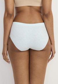 Lichtblauwe katoenen hipsteronderbroek met een bloemenpatroon, zachte elastische tailleband en een gladde textuur, ontworpen voor comfort en pasvorm.