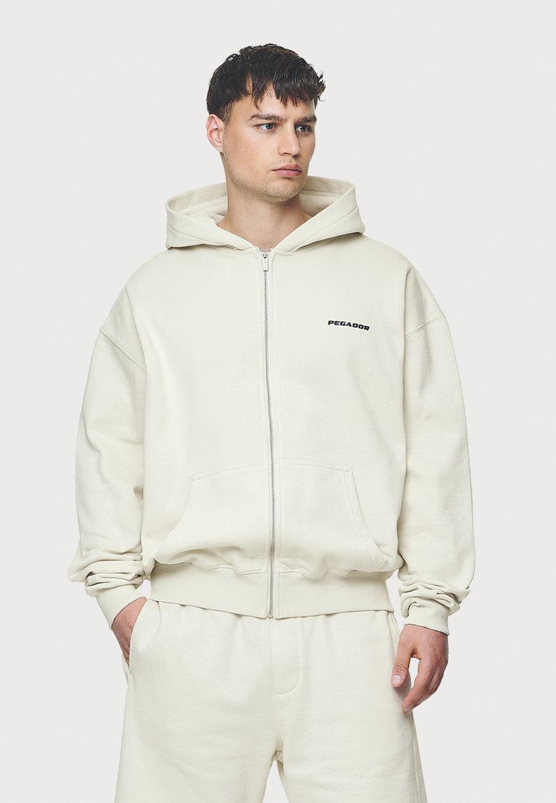 Pegador LOGO OVERSIZED SWEAT JACKET - Zip-up sweatshirt - washed salty cream