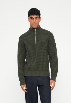 SLHTOM STRUCTURE HALF ZIP - Pullover - forest night