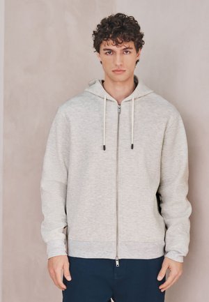 Next, REGULAR FIT - LINEAR TEXTURE THROUGH HOODIE - Sweater met rits - grey marl