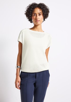 STRICK-LOOK - T-shirt basic - weiß