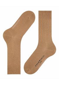 Beige Crew-Socken aus glattem Stoff. Mit verstärktem Zehen- und Fersenbereich, geripptem Bündchen und Branding auf der Sohle.