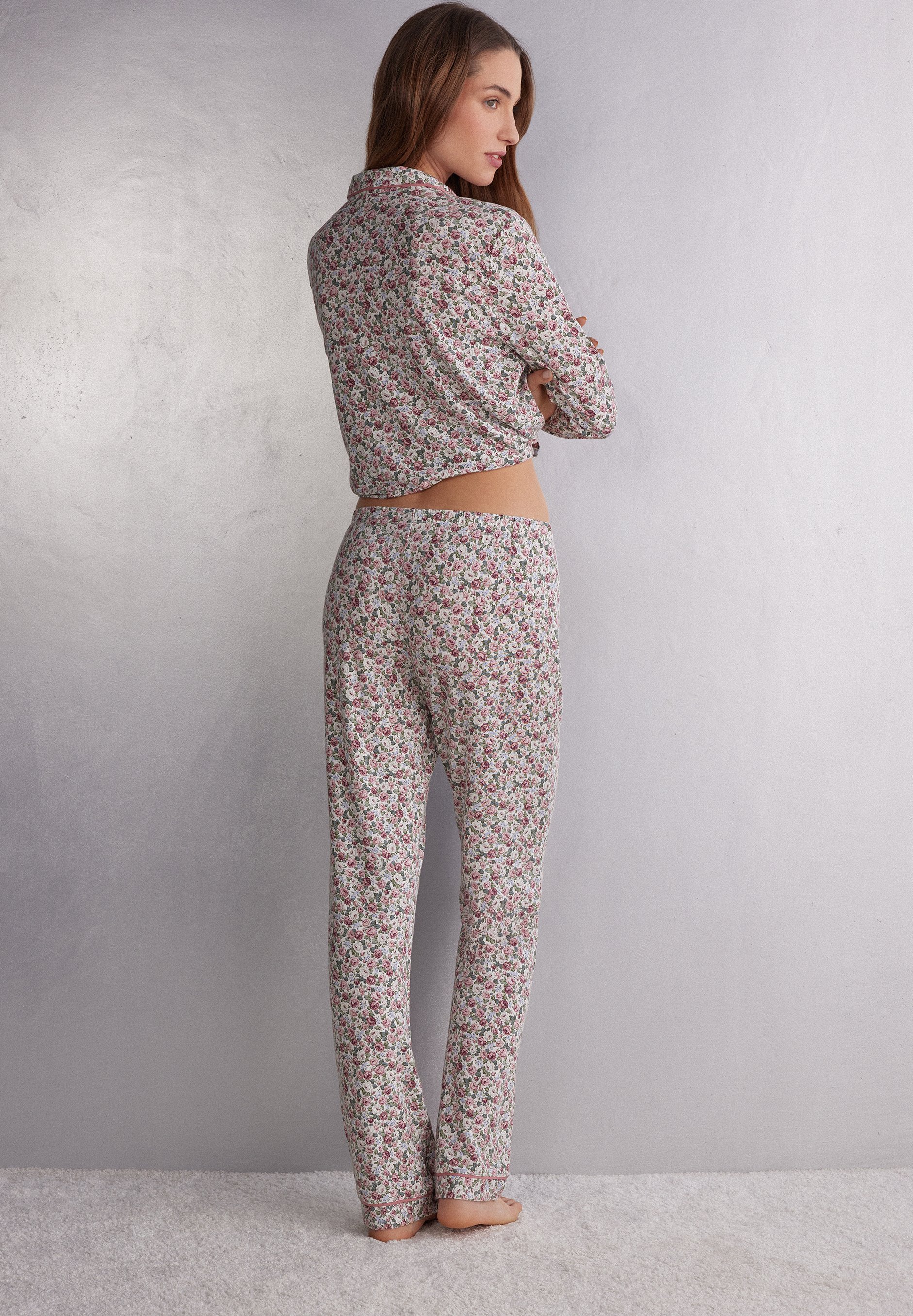 intimissimi パンツ Bas de pyjama en modal PRETTY FLOWERS Pretty Flowers Full-length Modal Trousers with Frills