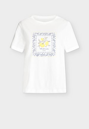 TOM TAILOR, T-SHIRT BASIC CREW NECK PRINT - T-shirt print - off white