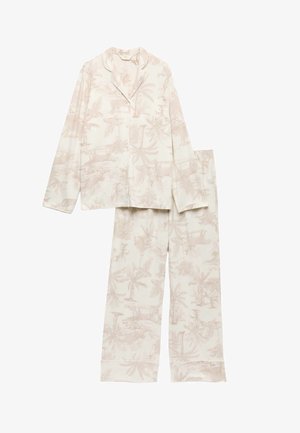 Marks & Spencer, SOFT TOUCH PRINTED REVERE SET - Nattøj sæt - ivory