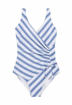 RUCHED SIDE TUMMY CONTROL STANDARD - Uimapuku - blue white stripe