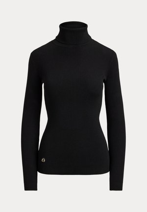 Lauren Ralph Lauren, COTTON-BLEND RIBBED TURTLENECK - Πουλόβερ - black