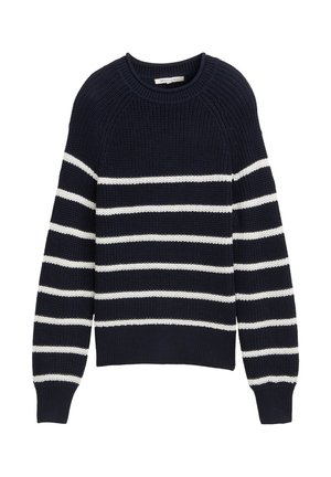TOM TAILOR DENIM CREW NECK - Jumper - placed navy white stripe
